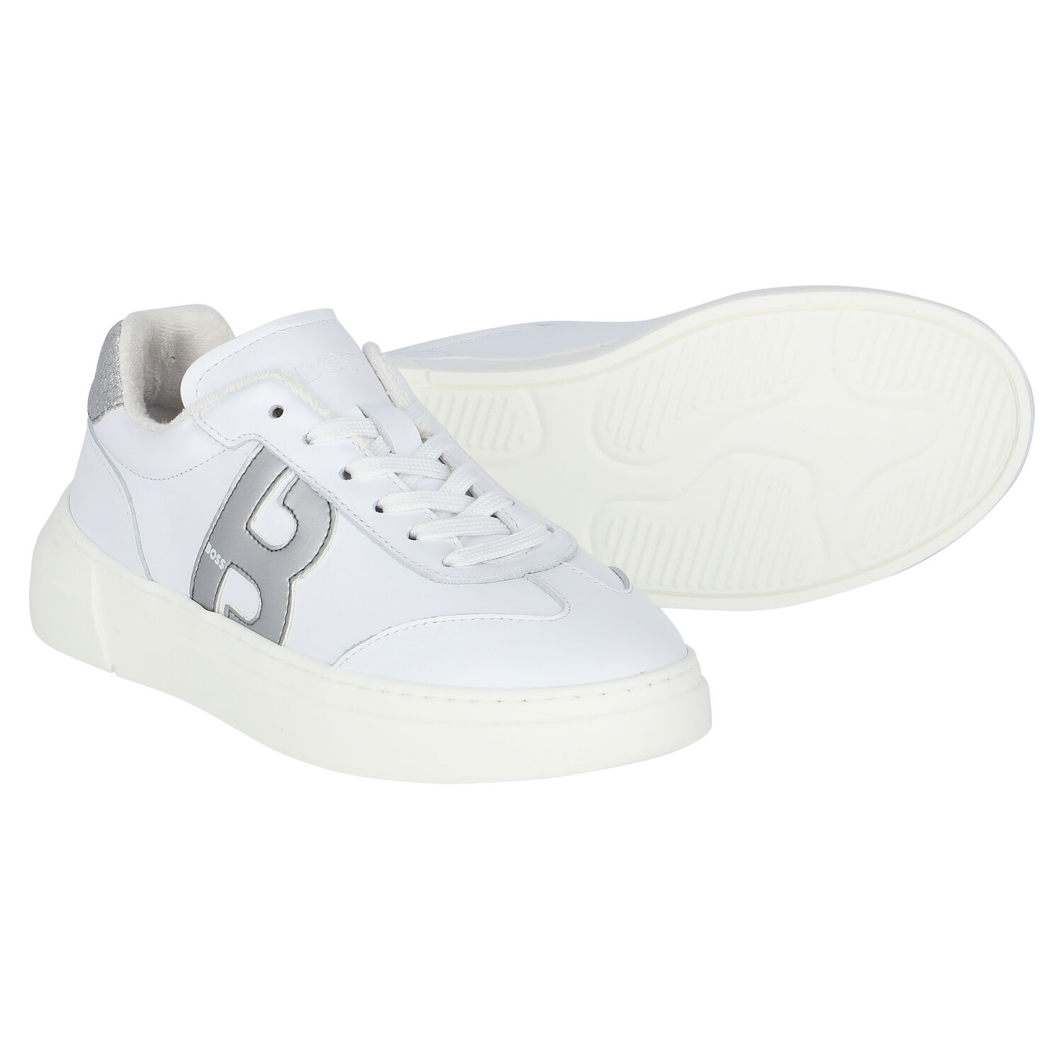 Girls White Logo Trainers, 1, hi-res image number null