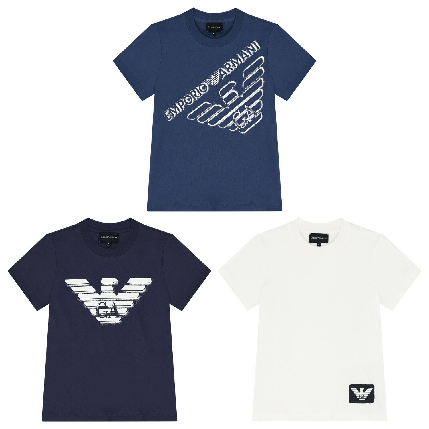 Boys White & Navy Blue Logo T-Shirts ( 3-Pack ), 1, hi-res image number null