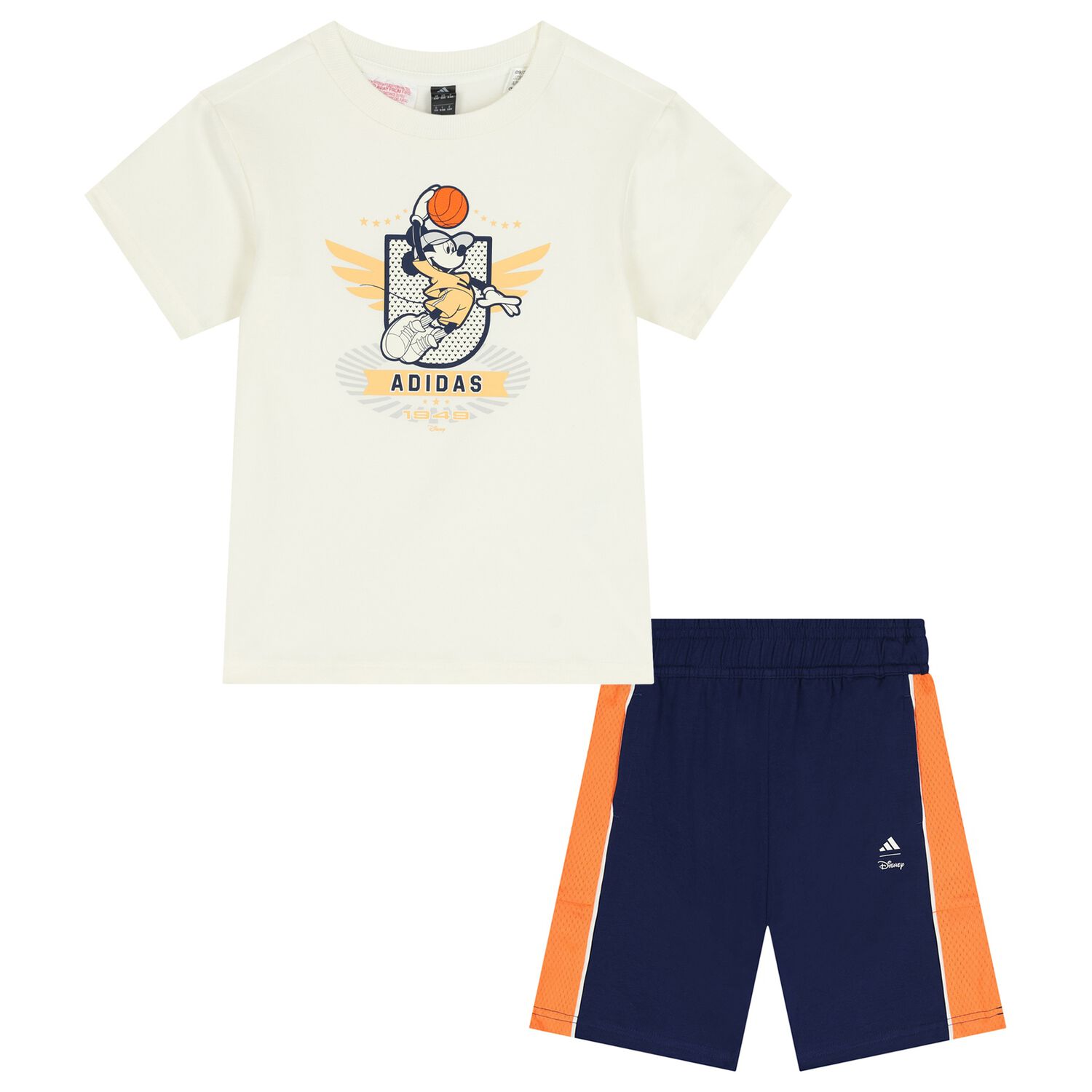 Boys Ivory & Navy Blue Disney Shorts Set, 1, hi-res