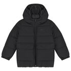 Boys Black Logo Puffer Jacket, 1, hi-res