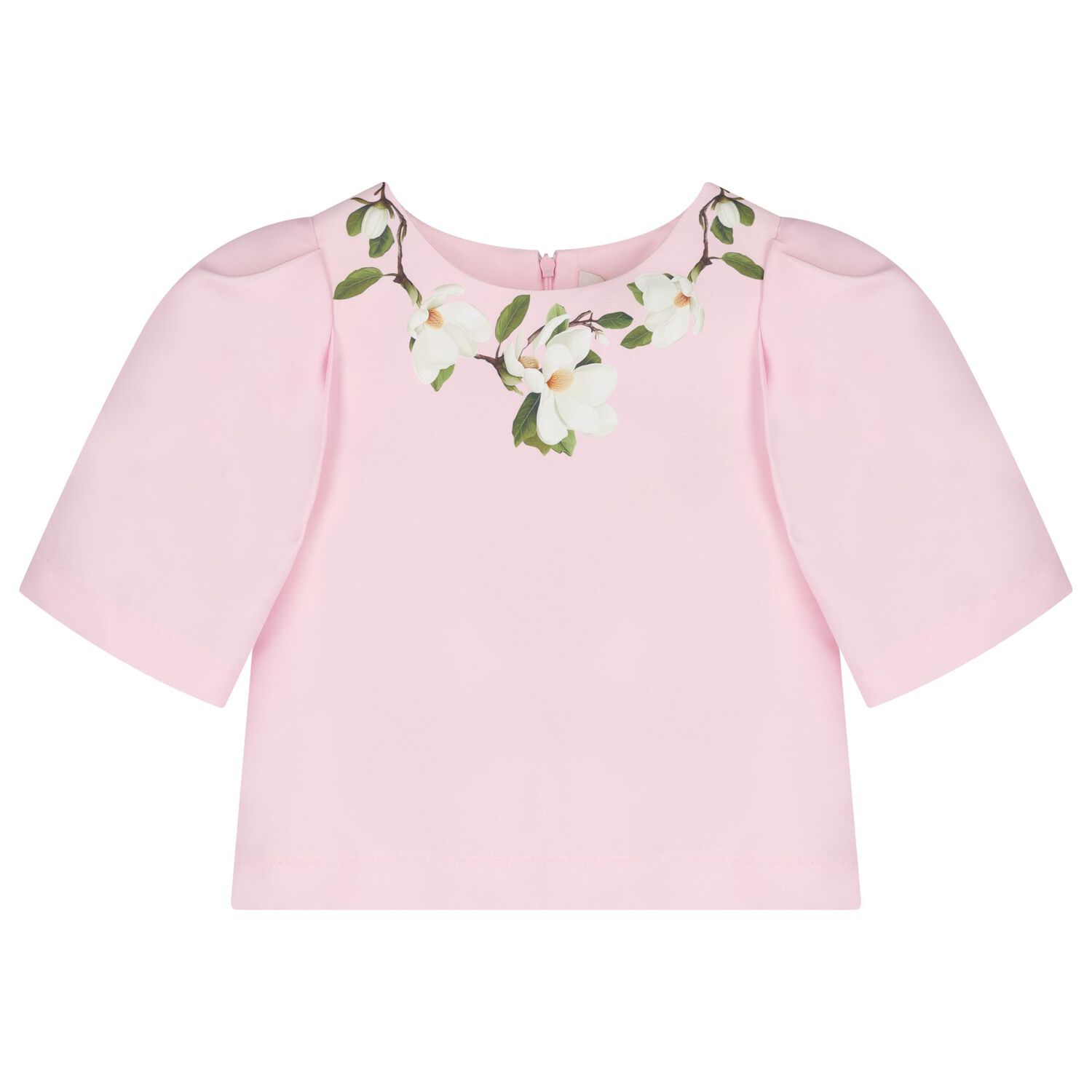 Girls Pink Floral Satin Skirt Set, 1, hi-res