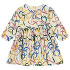Younger Girls Beige Bow Dress, 1, hi-res