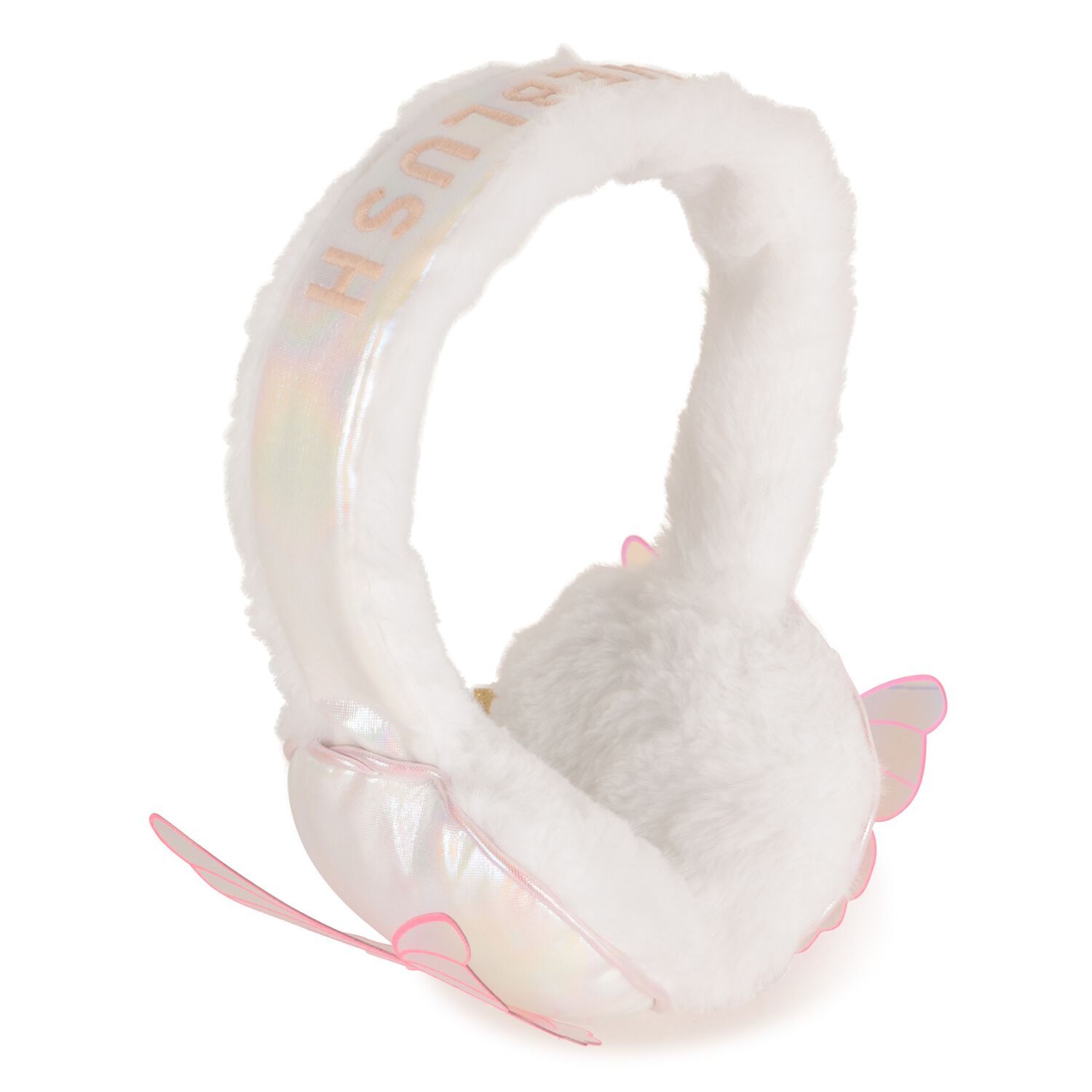 Girls White Faux Fur Ear Muffs, 1, hi-res