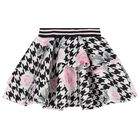 Girls Ivory & Black Embellished Houndstooth Skirt Set, 1, hi-res
