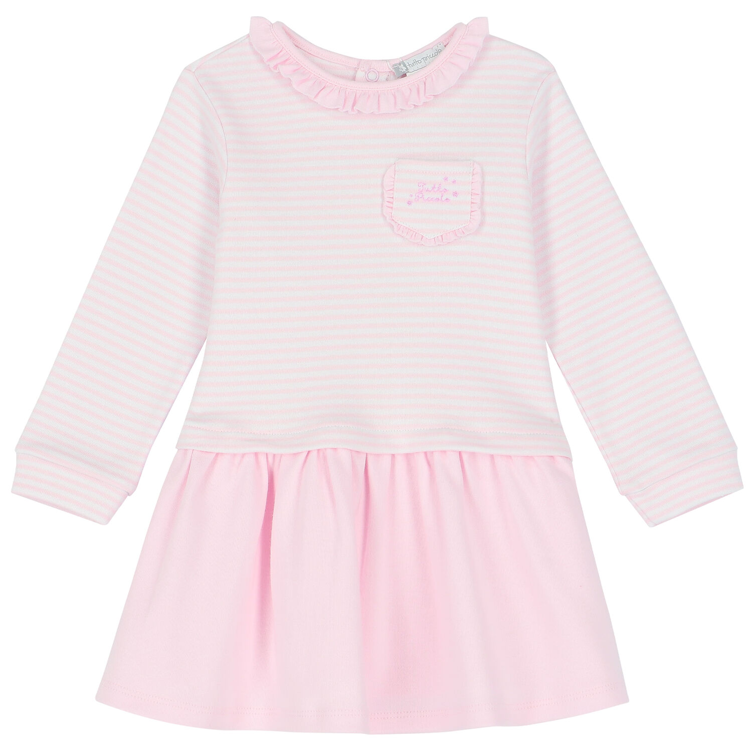 Baby Girls Pink & White Striped Dress Set, 1, hi-res image number null