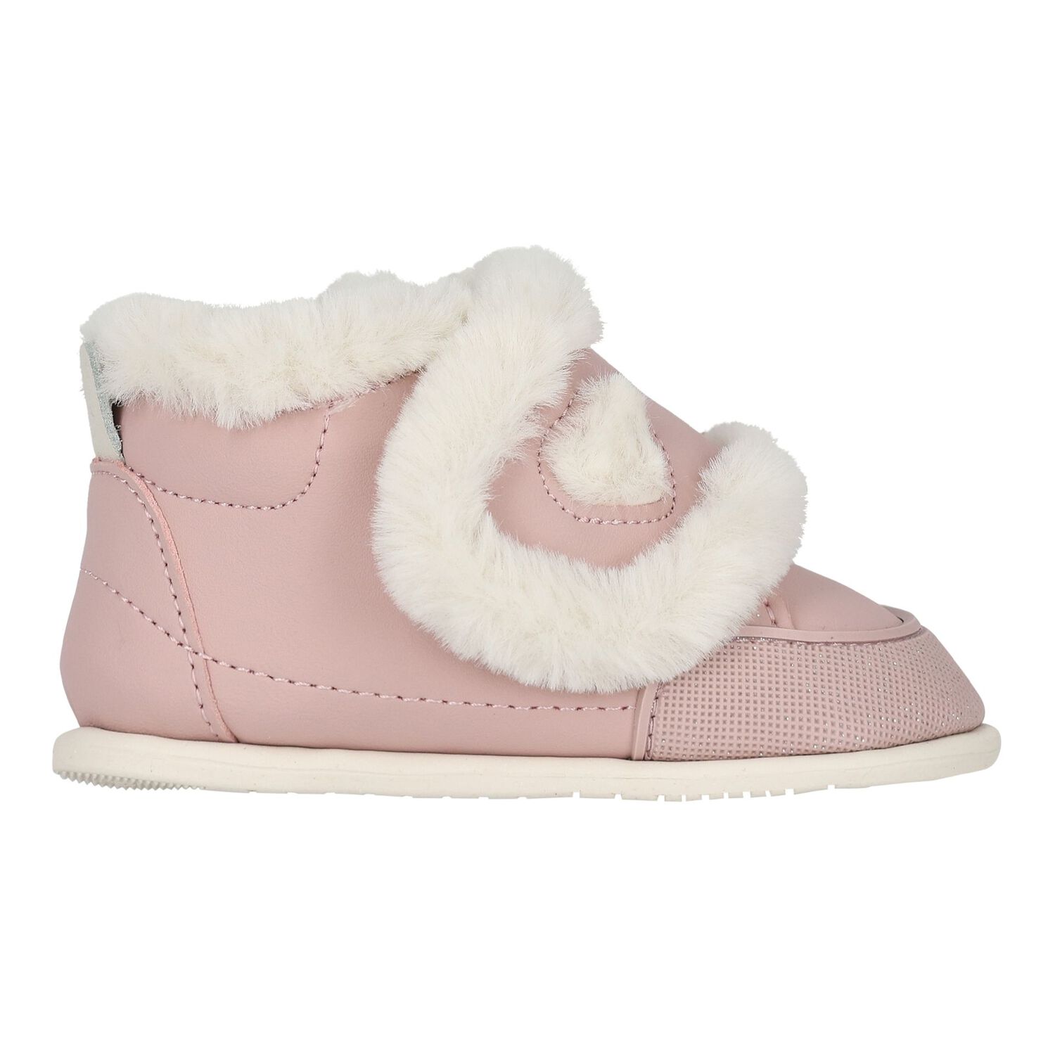 Baby Girls Pink Fur Faux Trainers, 1, hi-res