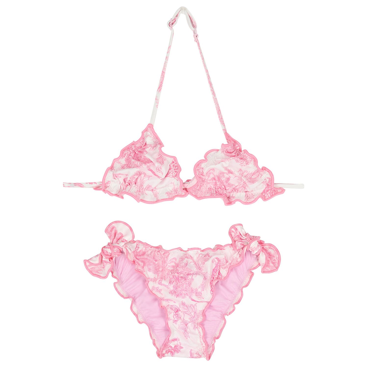 Girls Pink & White Jungle Bikini, 1, hi-res