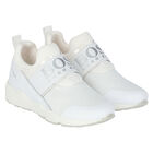 Boys White Logo Trainers, 1, hi-res