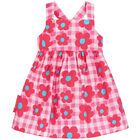 Girls Pink Gingham & Flower Dress, 1, hi-res