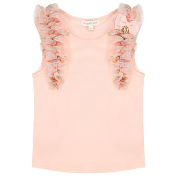 Girls Pink Ruffled Tulle Top