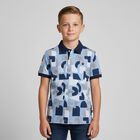 Boys Blue Cotton Printed Shirt, 2, hi-res