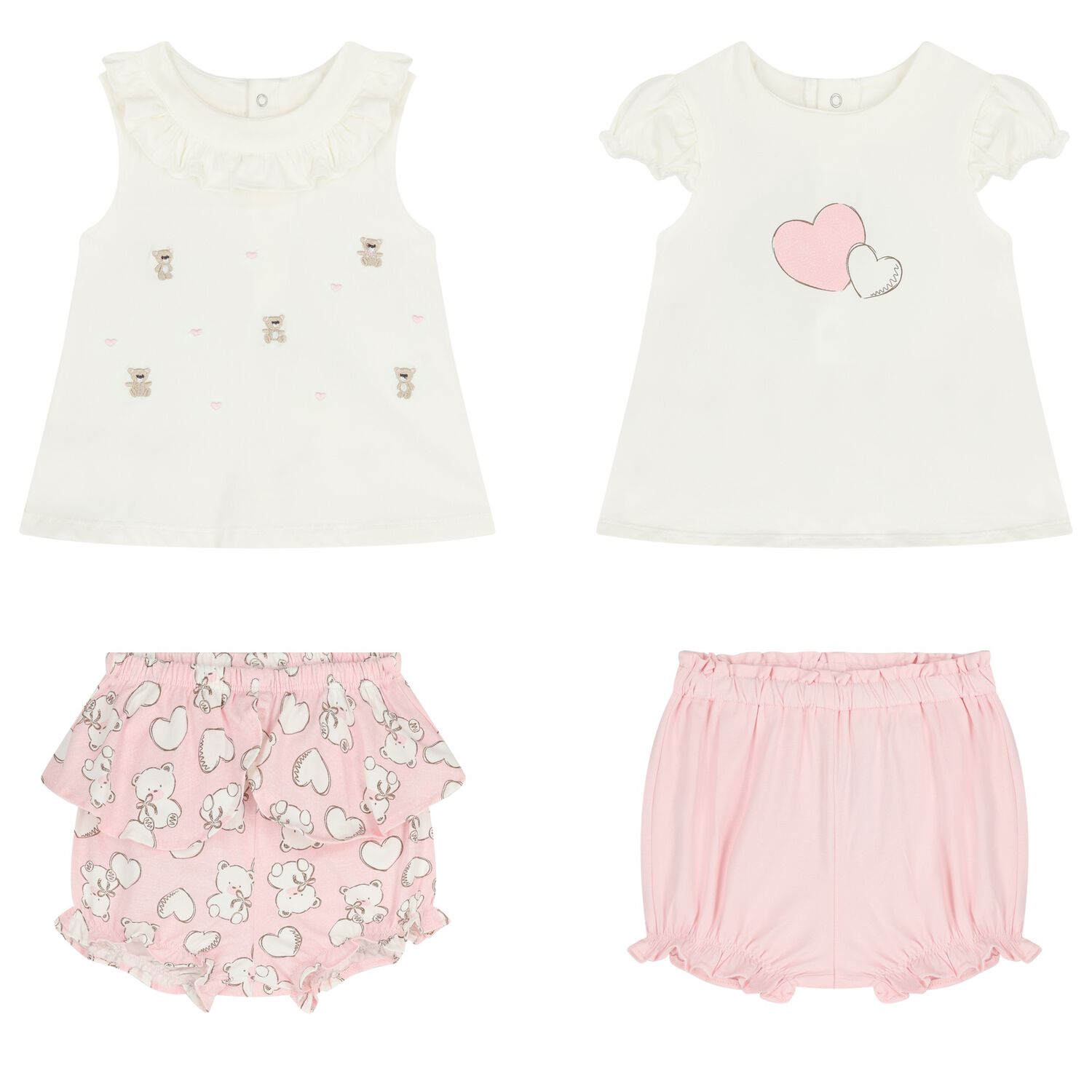 Baby Girls Ivory & Pink Shorts Set ( 2-Pack ), 2, hi-res