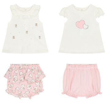 Baby Girls Ivory & Pink Shorts Set ( 2-Pack )