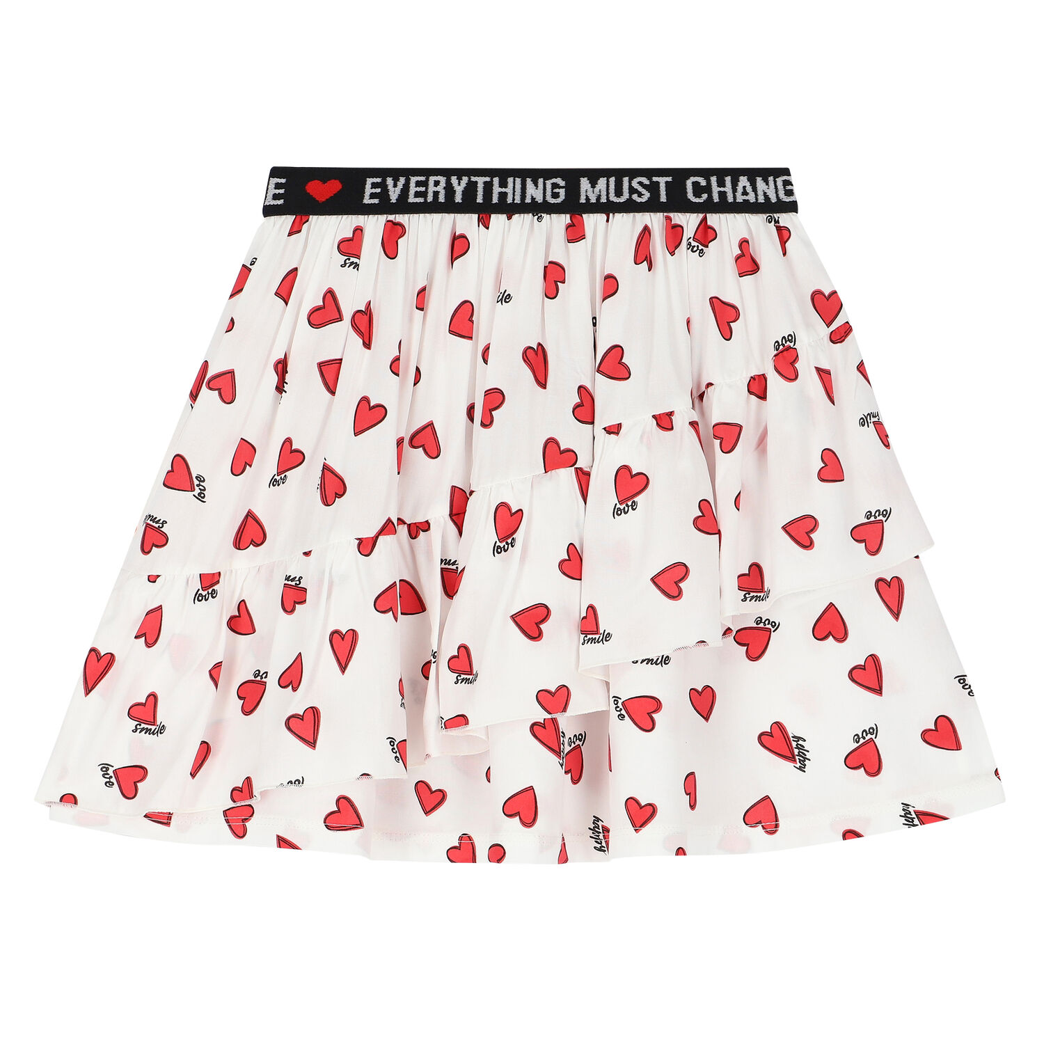 Girls Red & White Heart Skirt Set, 1, hi-res image number null