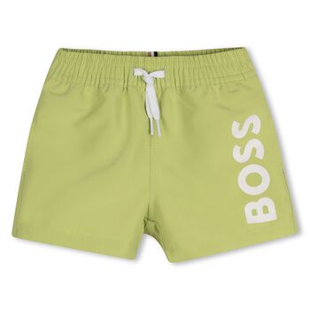 Younger Boys Green Logo Swim Shorts