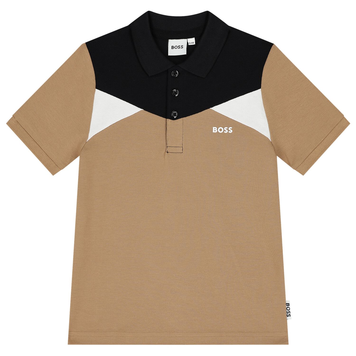 Boys Beige Logo Polo Shirt, 1, hi-res