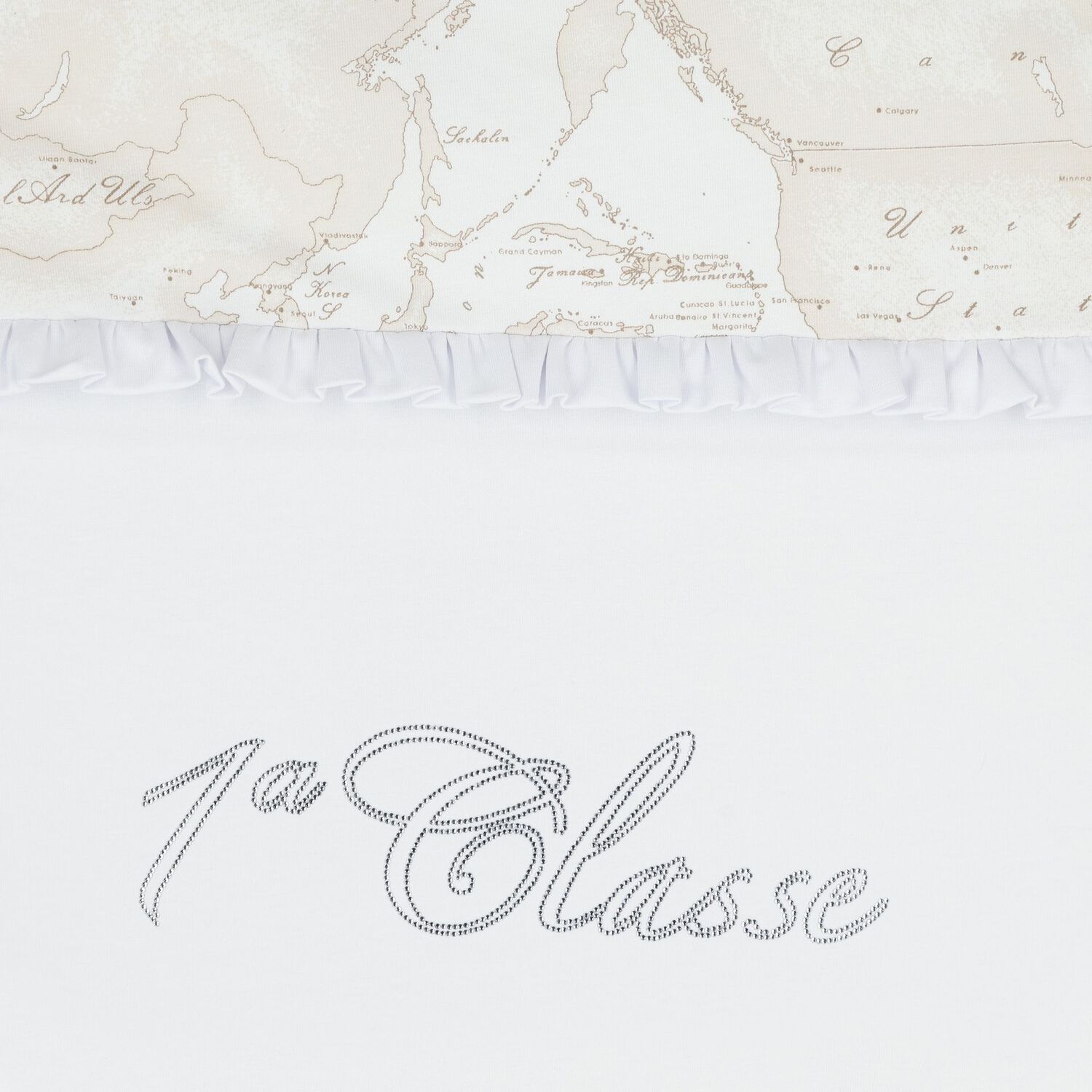 Baby Girls White & Beige Embellished Logo Nest, 1, hi-res