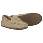 Boys Beige Suede & Leather Loafers, 1, hi-res