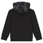 Boys Black Logo Hooded Top, 1, hi-res