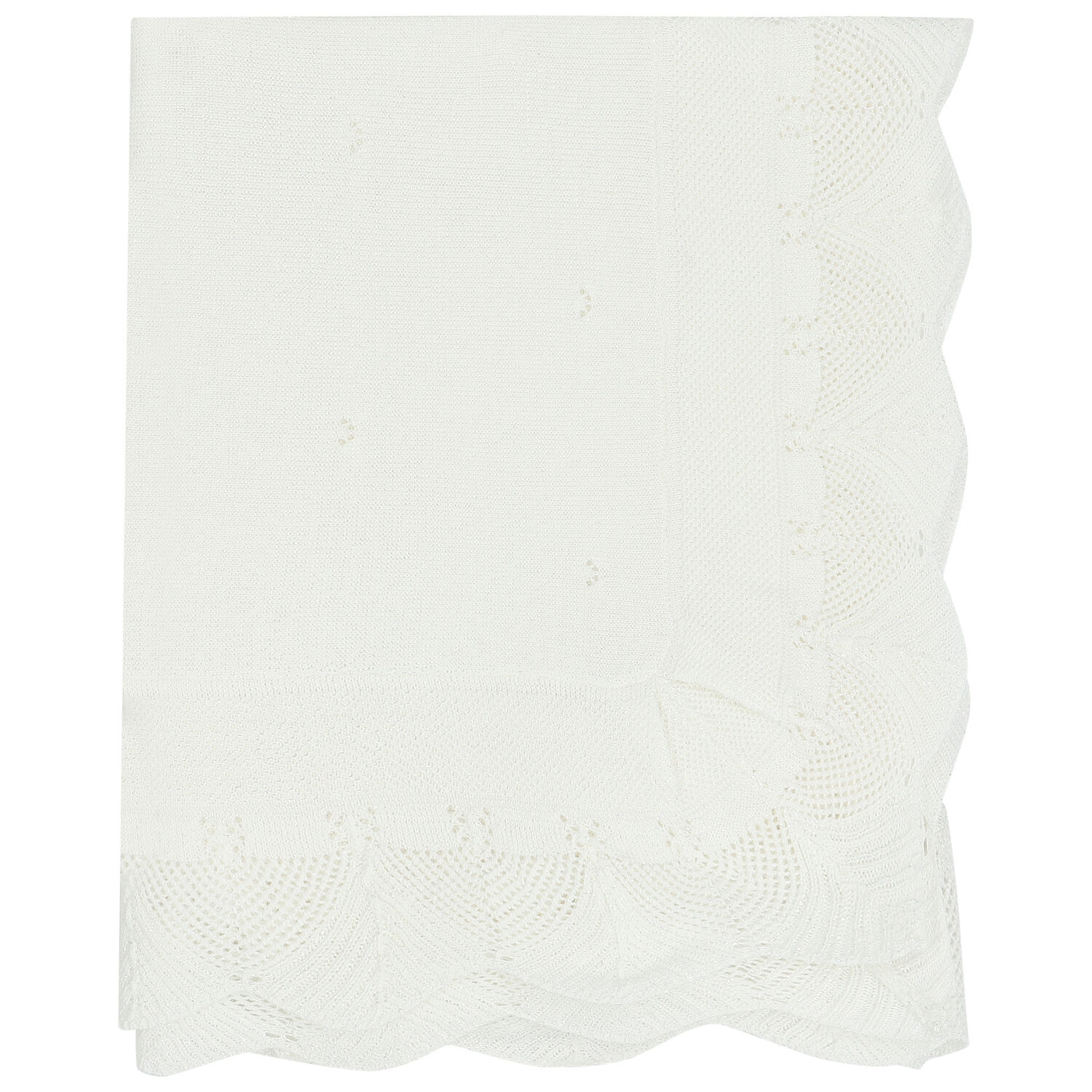 White Knitted Baby Shawl, 1, hi-res