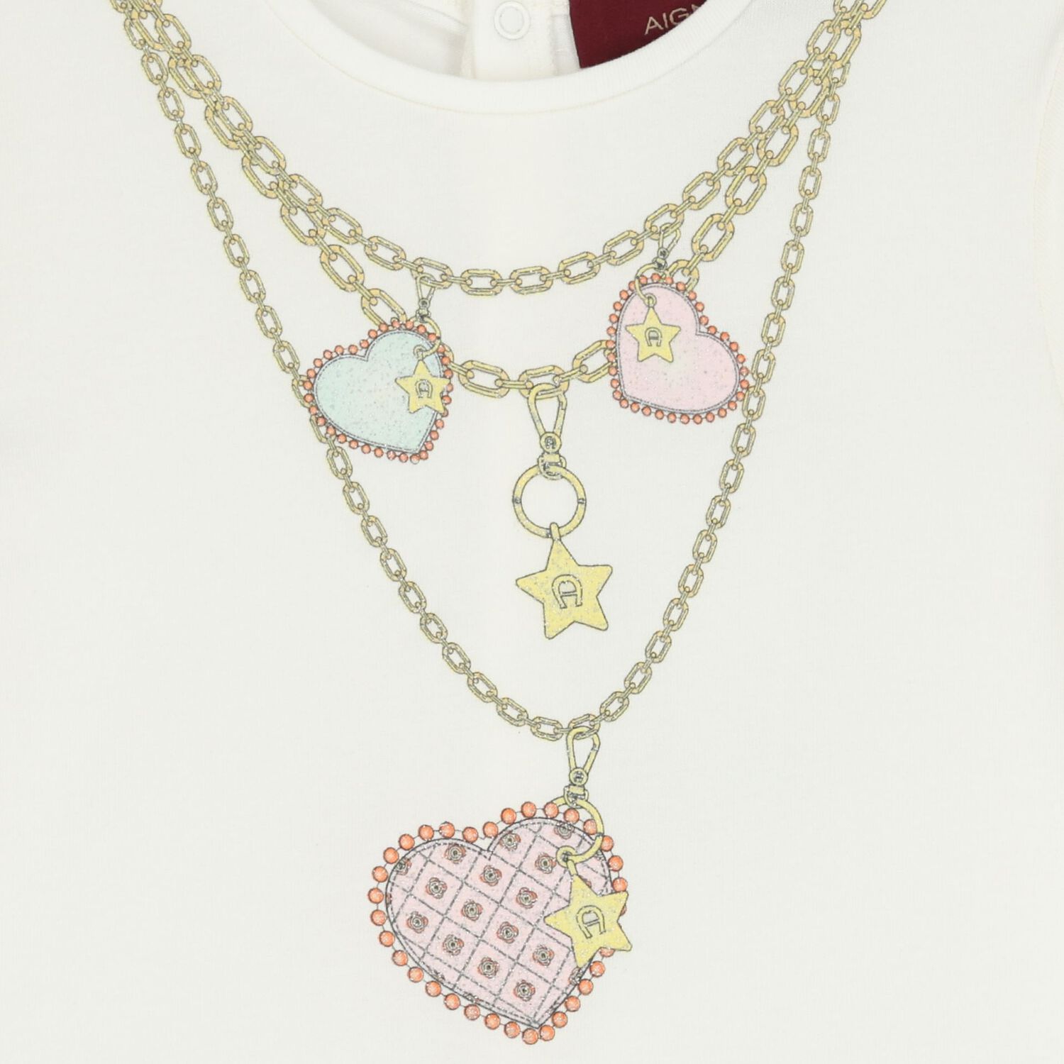 Younger Girls Ivory Necklace Logo Dress, 1, hi-res