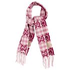 Girls Pink Logo Check Scarf, 1, hi-res