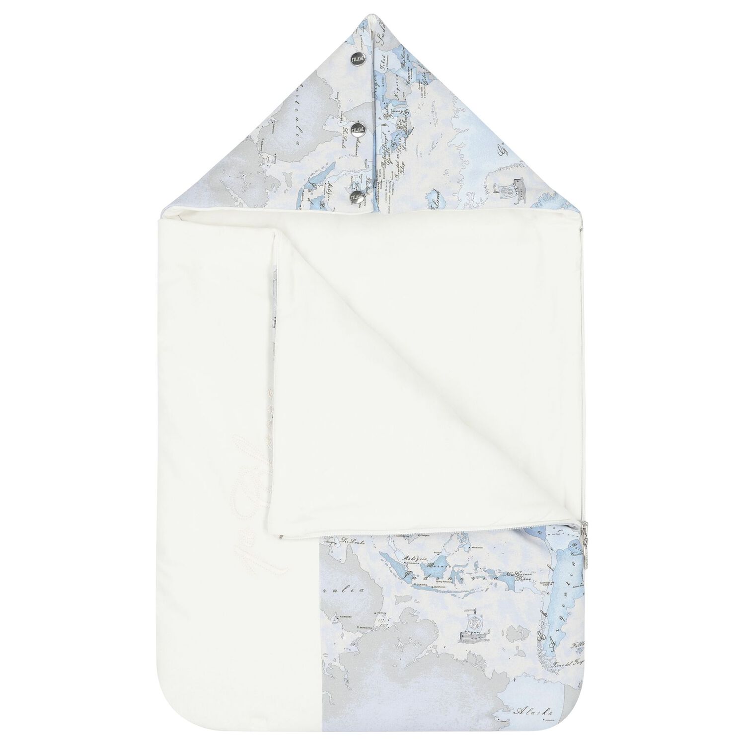 Baby Boys Blue & Grey Geo Map Baby Nest, 1, hi-res