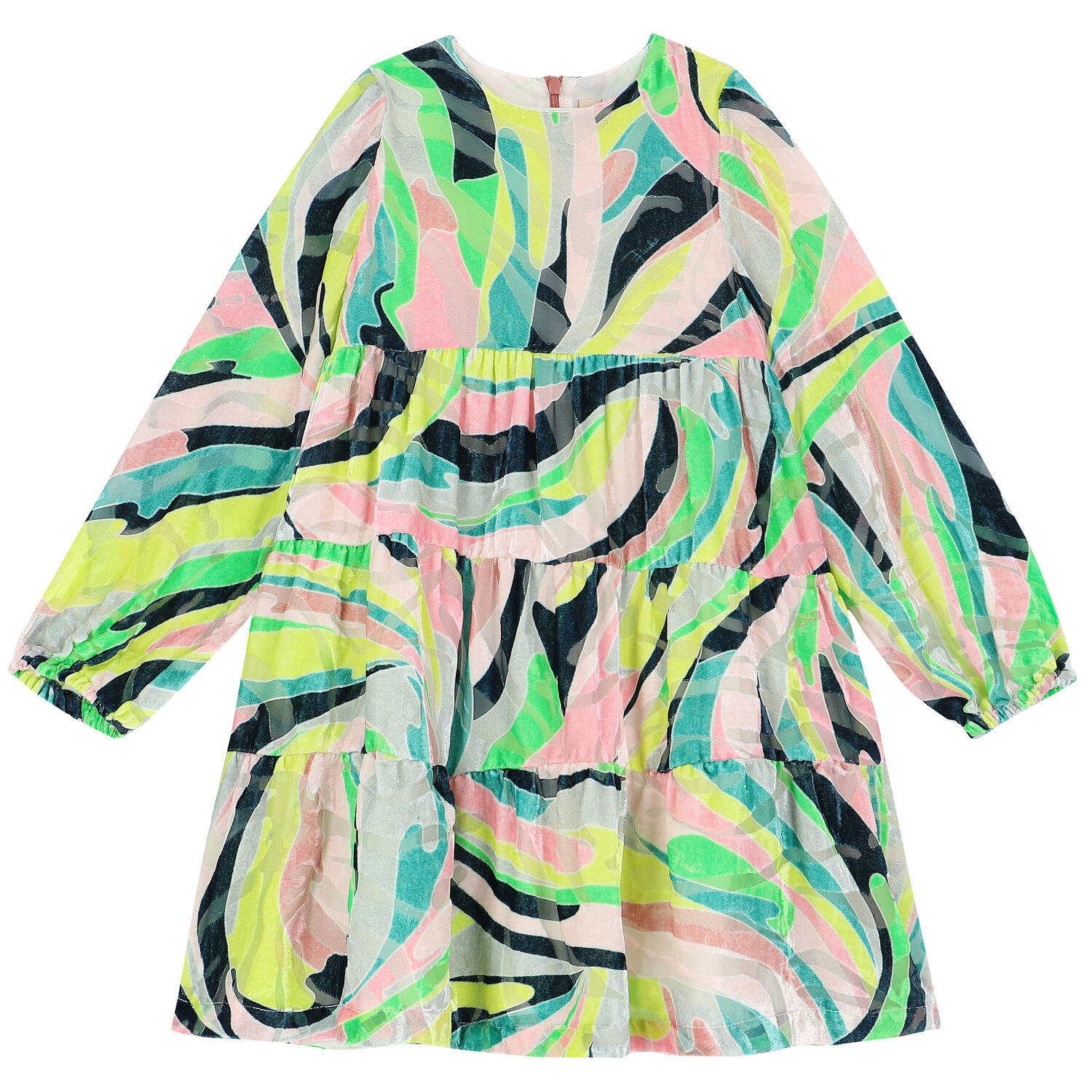 Girls Green Velvet Dress, 1, hi-res