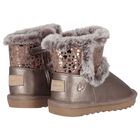 Younger Girls Gold Faux Leather Boots, 2, hi-res