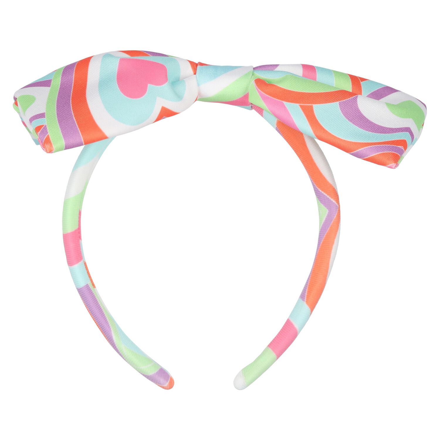 Girls Pink Abstrast Heart Print Hairband, 1, hi-res