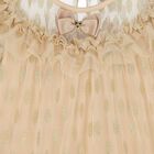 Girls Gold Bow Tulle Dress, 1, hi-res