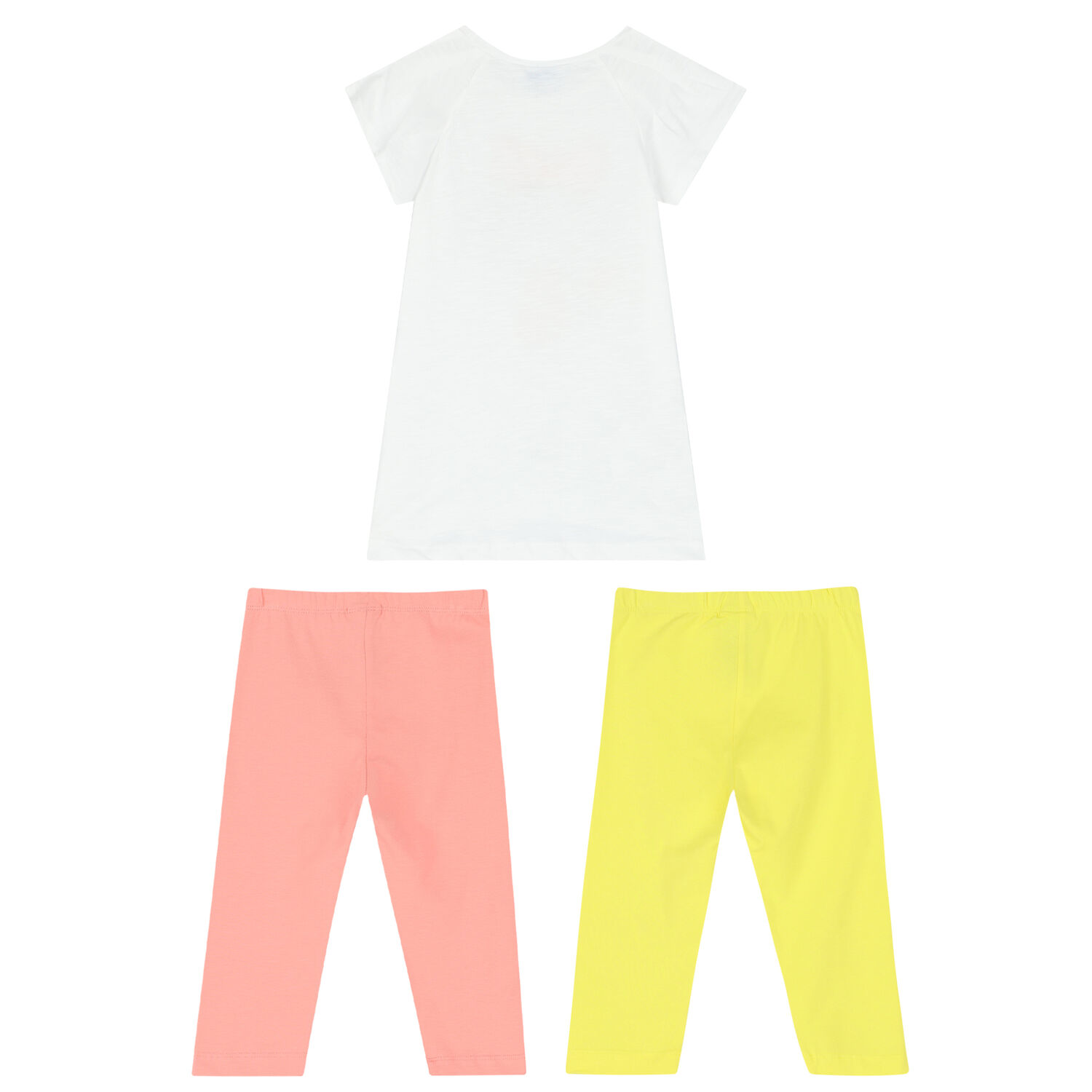 Girls White, Pink & Yellow Leggings Set, 2, hi-res
