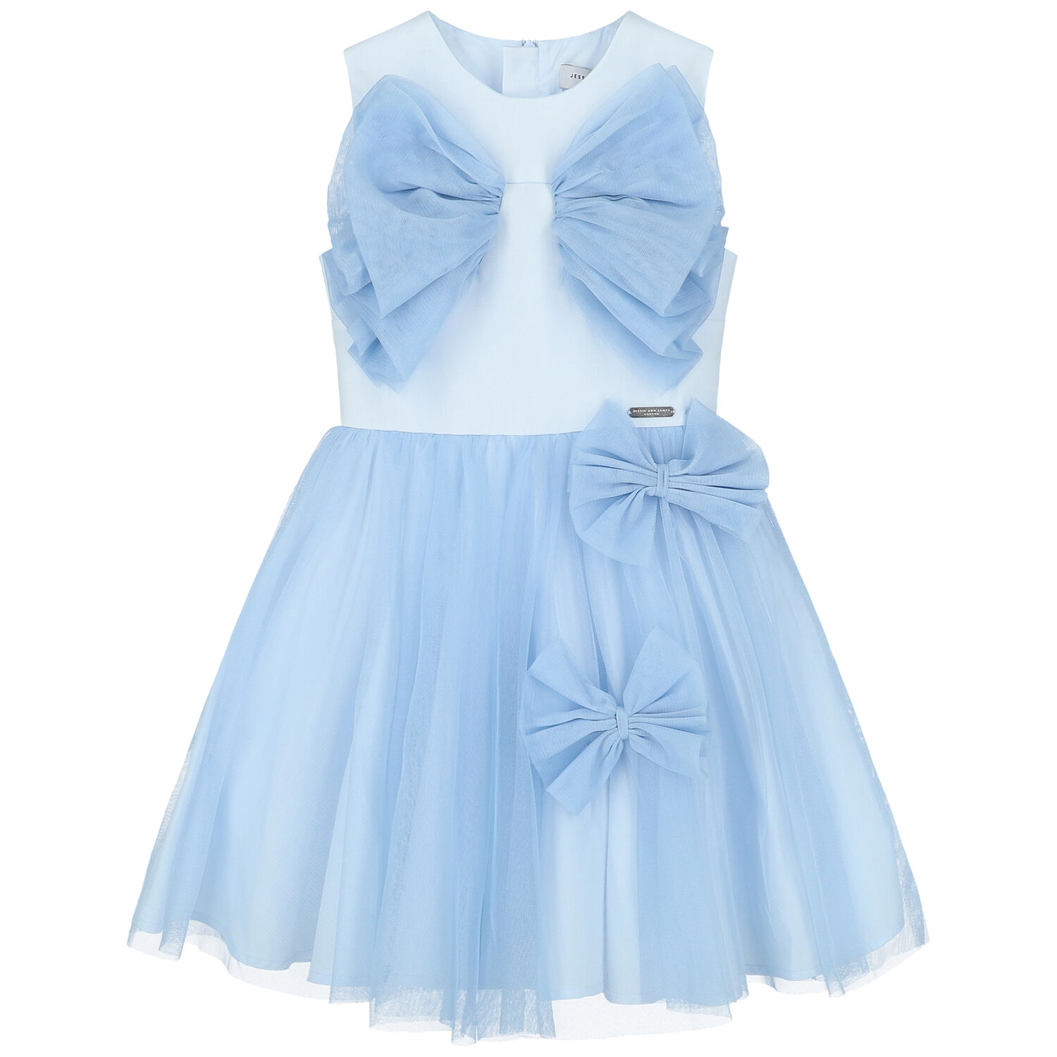 Girls Blue Tulle Bow Dress, 1, hi-res image number null