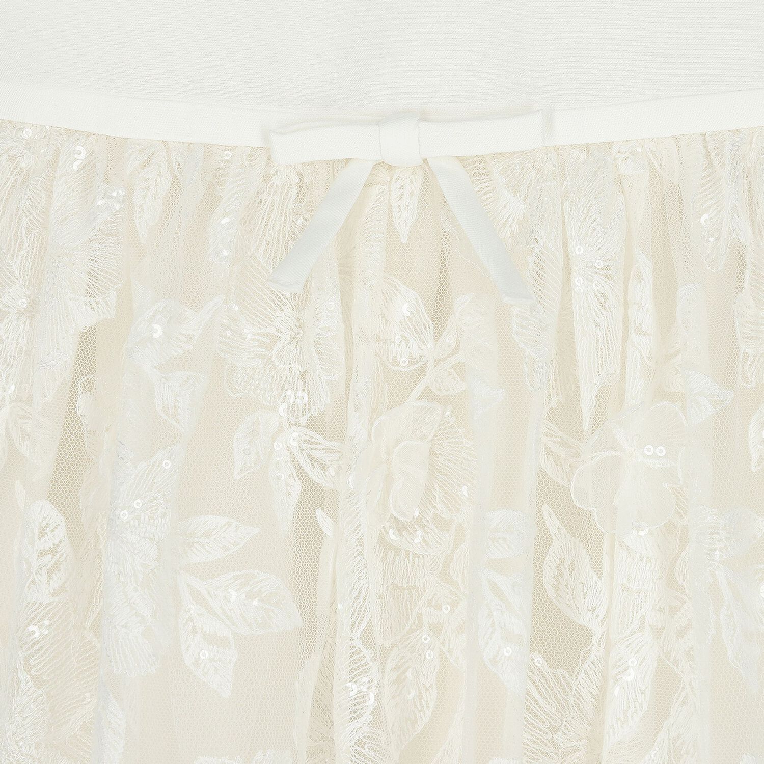 Girls Ivory Floral Lace Dress, 1, hi-res