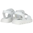 Younger Girls White Teddy Bear Sandals, 1, hi-res
