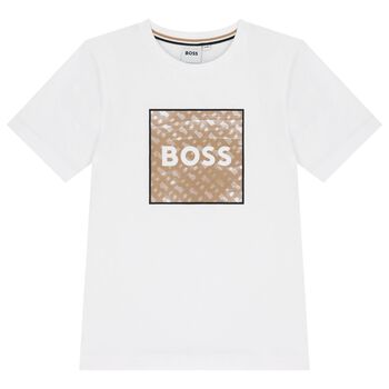 BOSS Boys White Logo T-Shirt, 1 Boys White Logo T-Shirt