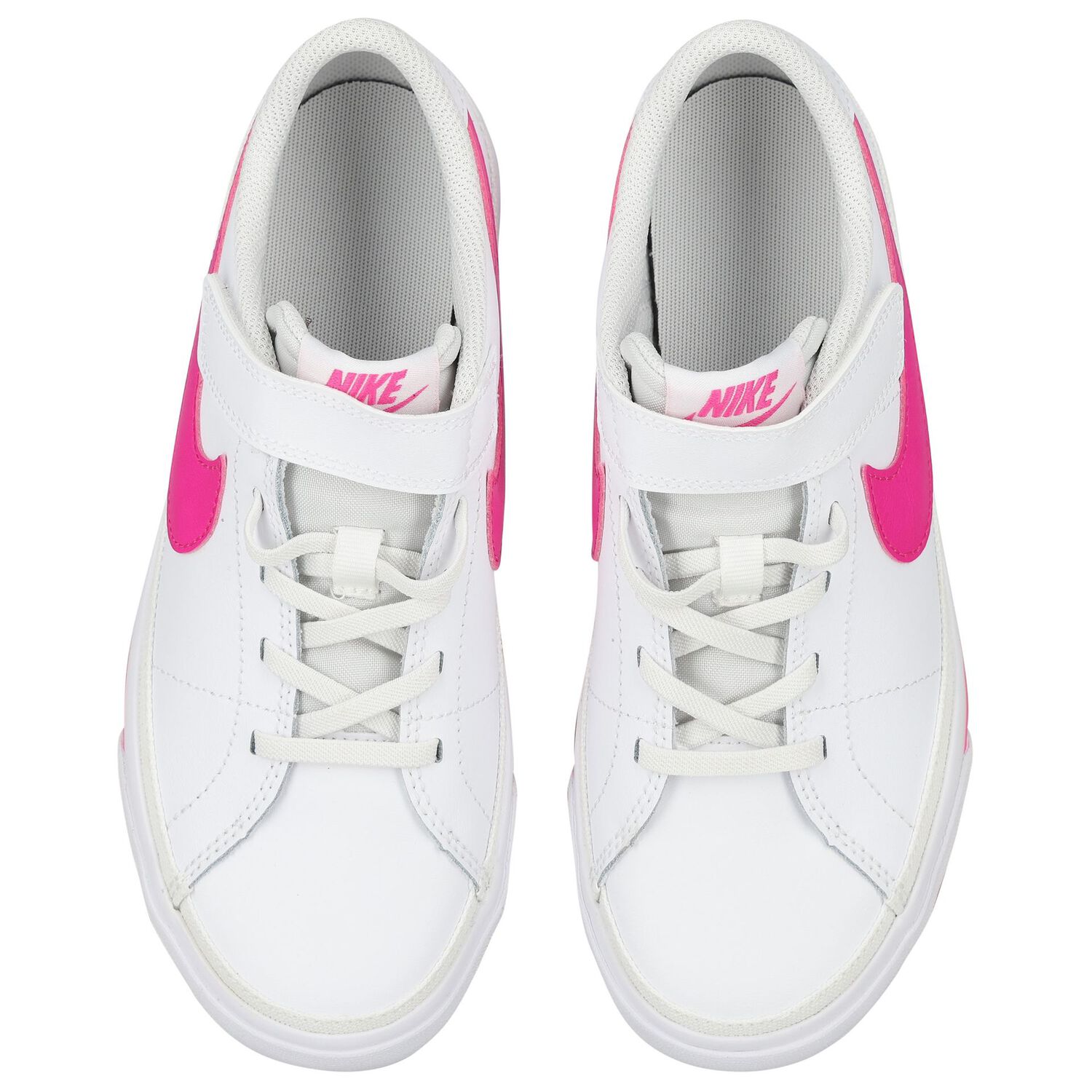 Girls White & Pink Court Legacy Trainers, 1, hi-res