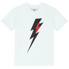 Boys White Thunder Bolt T-Shirt, 2, hi-res
