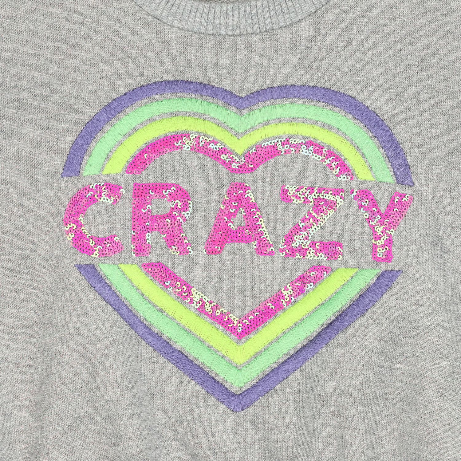 Girls Grey Embroidered Heart Sweatshirt, 1, hi-res