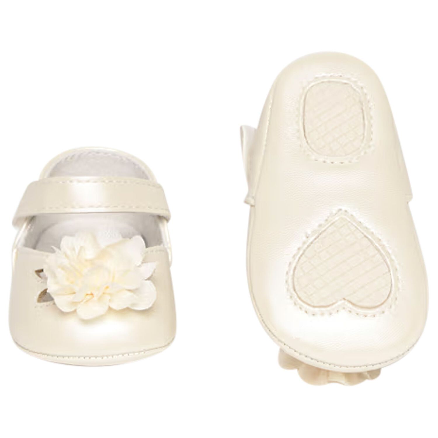 Baby Girls Ivory Flower Pre Walker Shoes, 1, hi-res