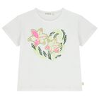 Girls White Floral T-Shirt, 1, hi-res