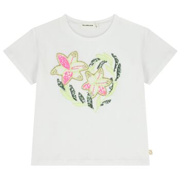 Girls White Floral T-Shirt