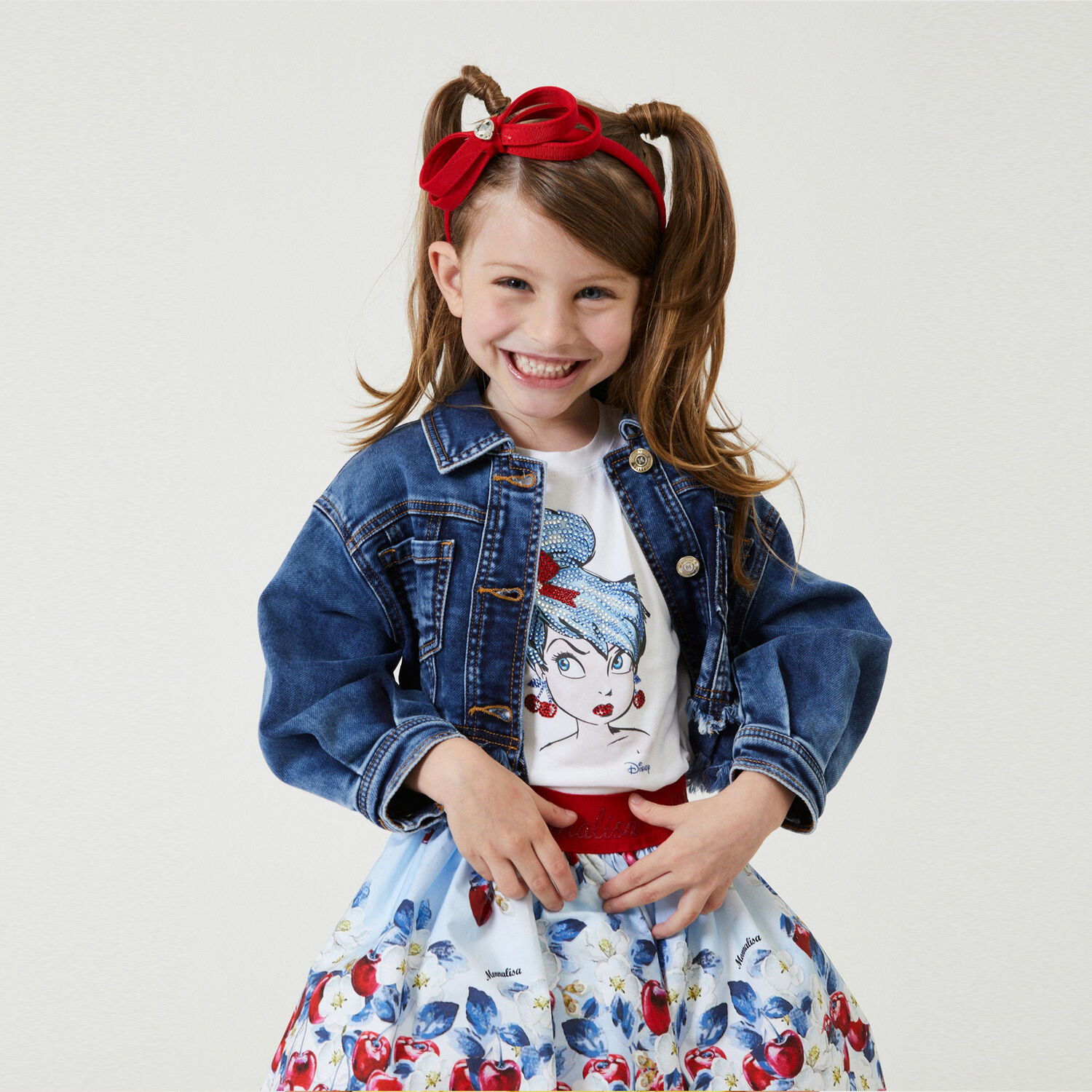 Girls Blue & Red Cherry Skirt, 1, hi-res image number null
