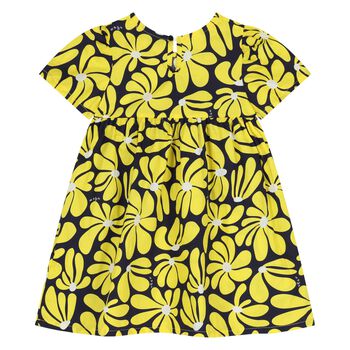Younger Girls Navy Blue & Yellow Floral Dress