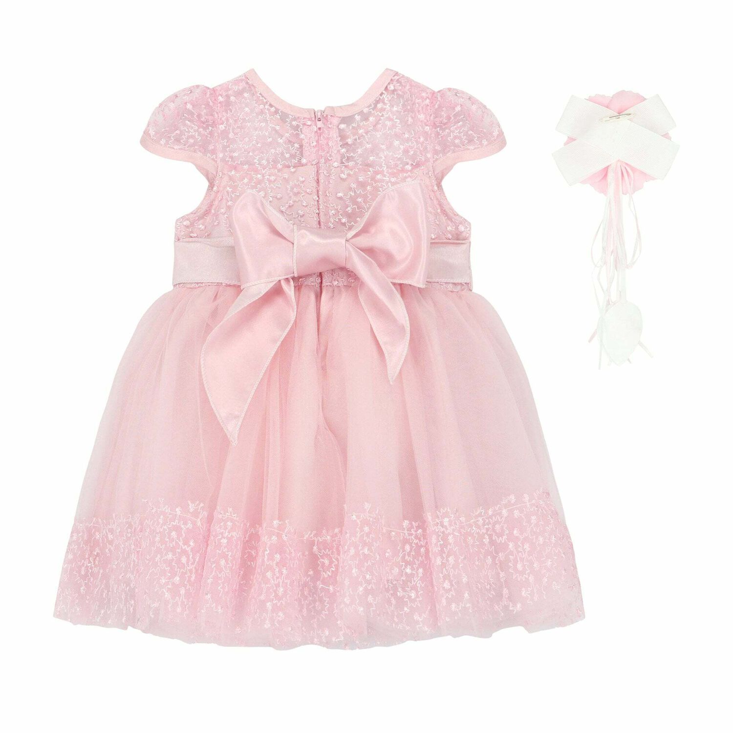Baby Girls Pink Tulle Dress Set, 1, hi-res
