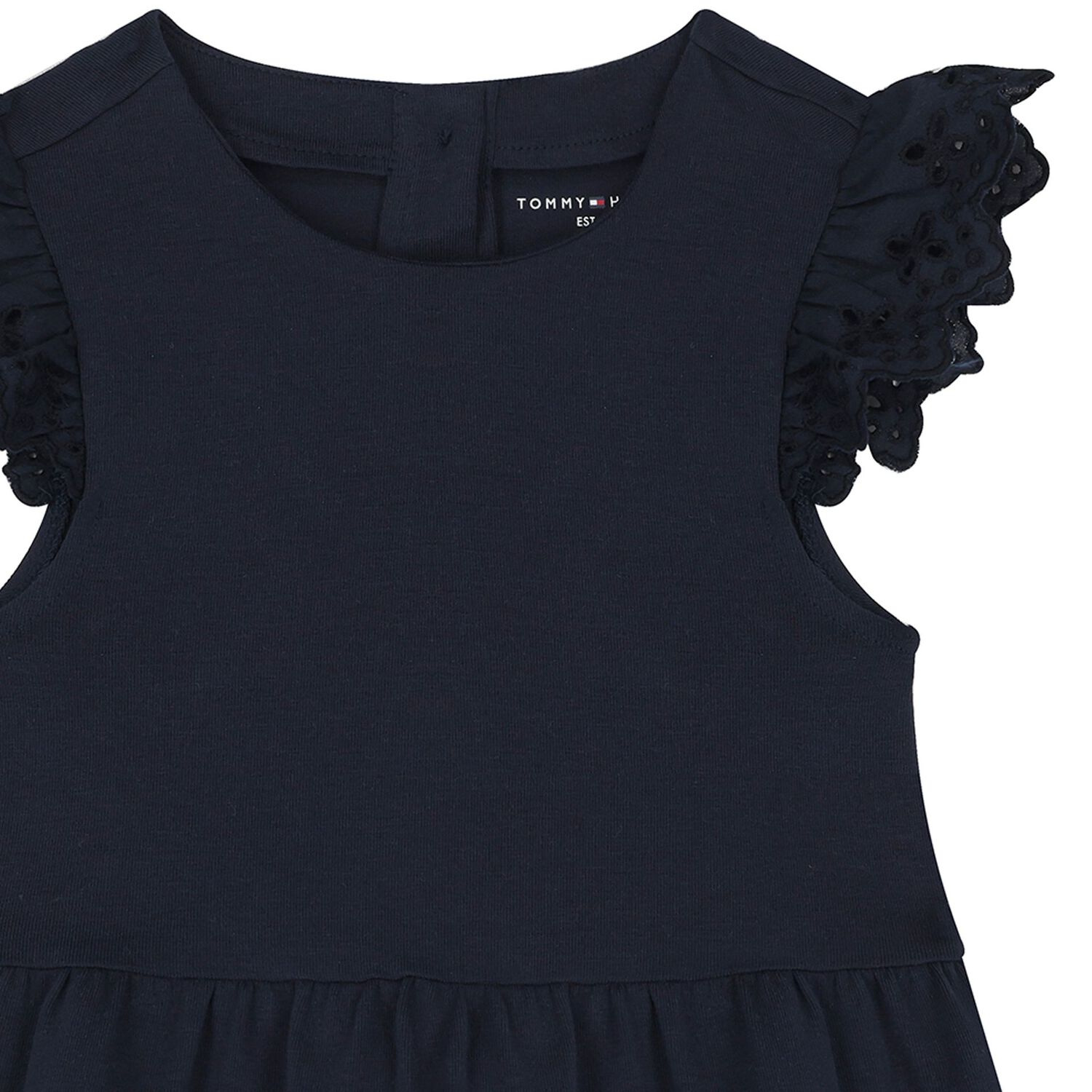 Younger Girls Navy Cotton Dress, 1, hi-res