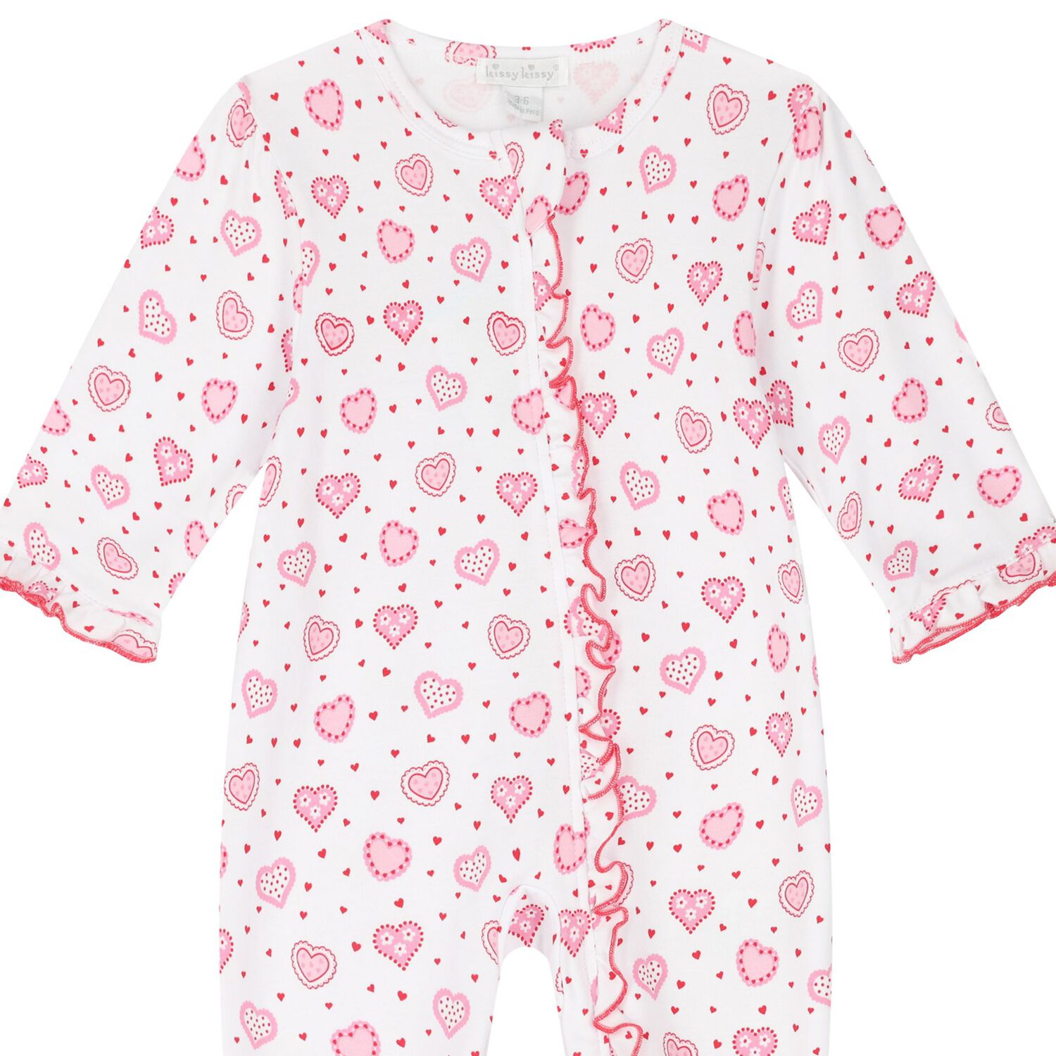 Baby Girls White & Red Hearts Babygrow, 1, hi-res