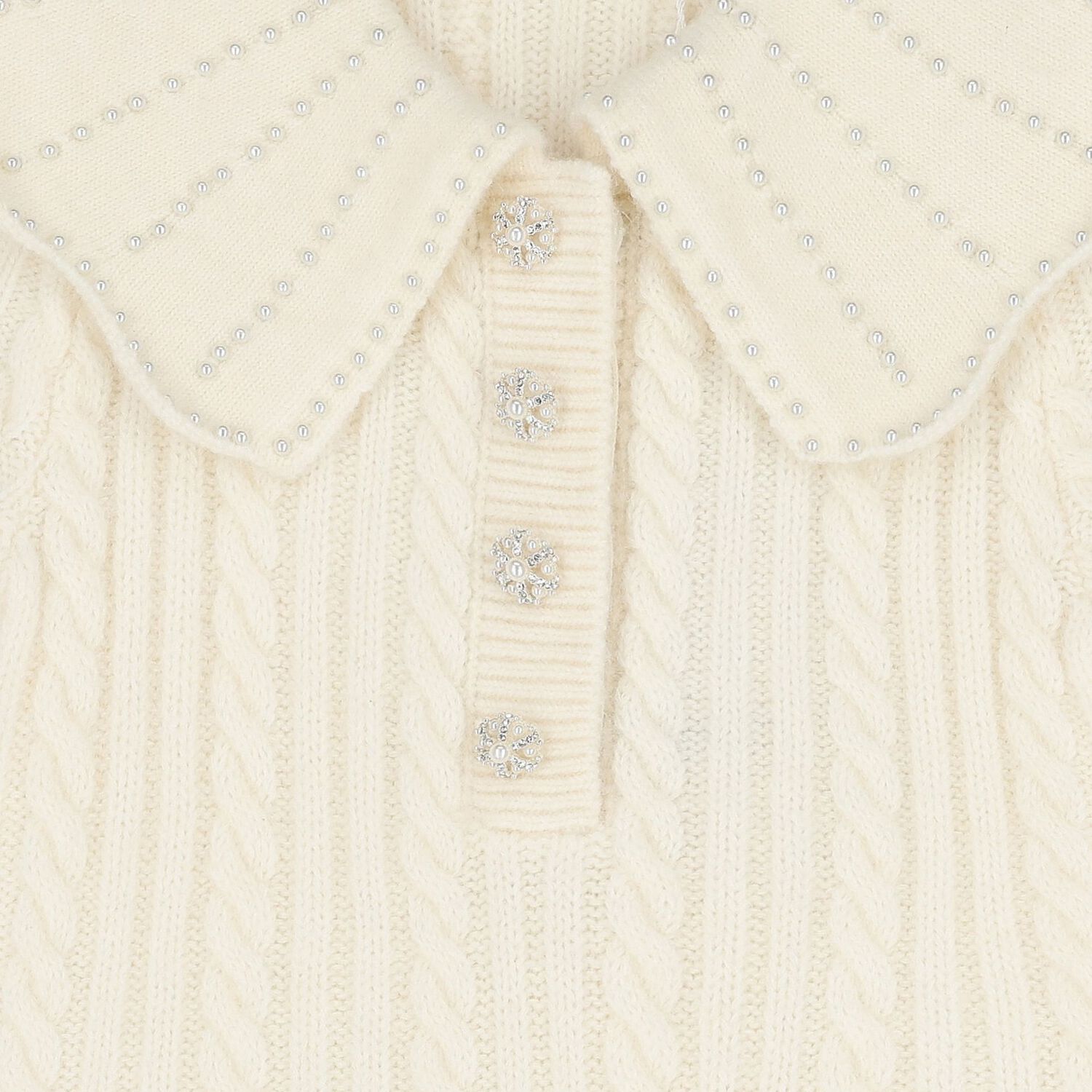 Girls Ivory Pearls & Diamantés Dress, 1, hi-res