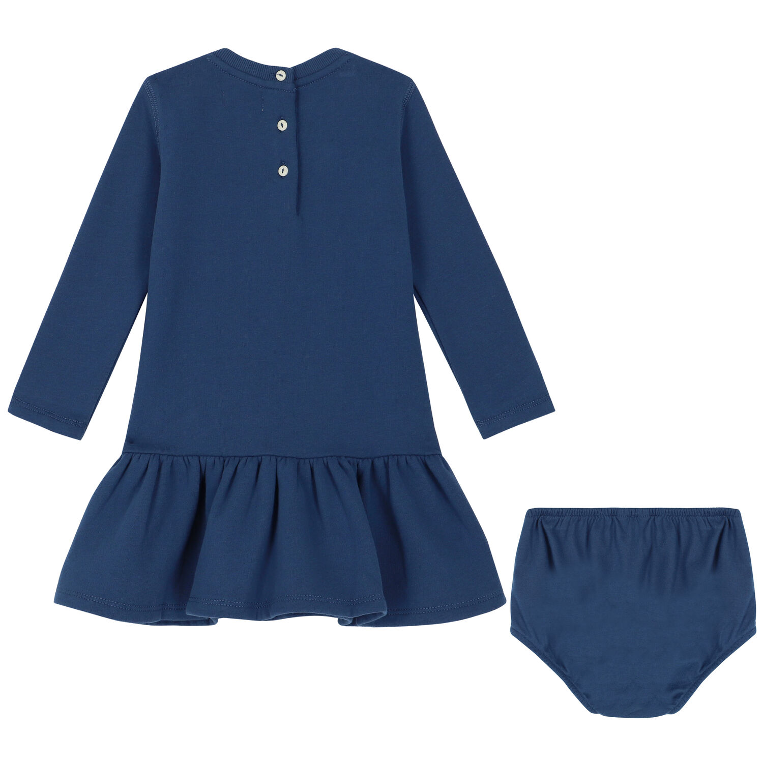Baby Girls Blue Polo Bear Dress Set, 1, hi-res