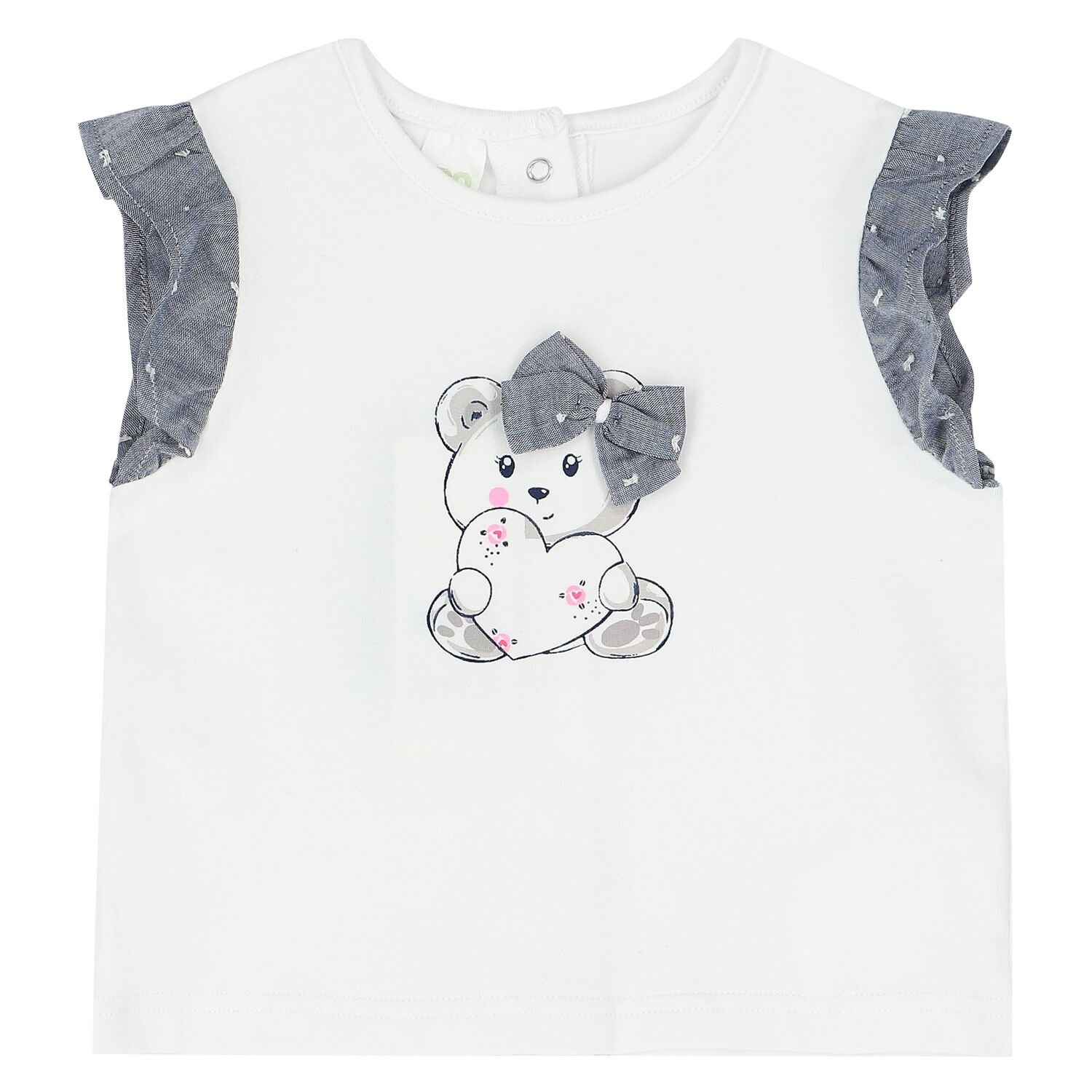 Younger Girls White & Blue Shorts Set, 1, hi-res